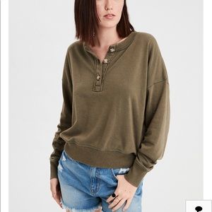 Ae ahhmazingly soft henley sweatshirt Clearance